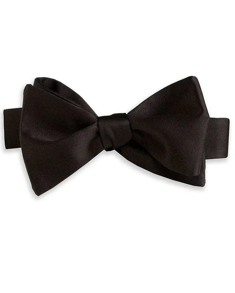 David Donahue Ties Black Satin Self-tie Bow Tie