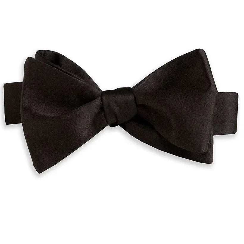 David Donahue Ties Black Satin Self-tie Bow Tie