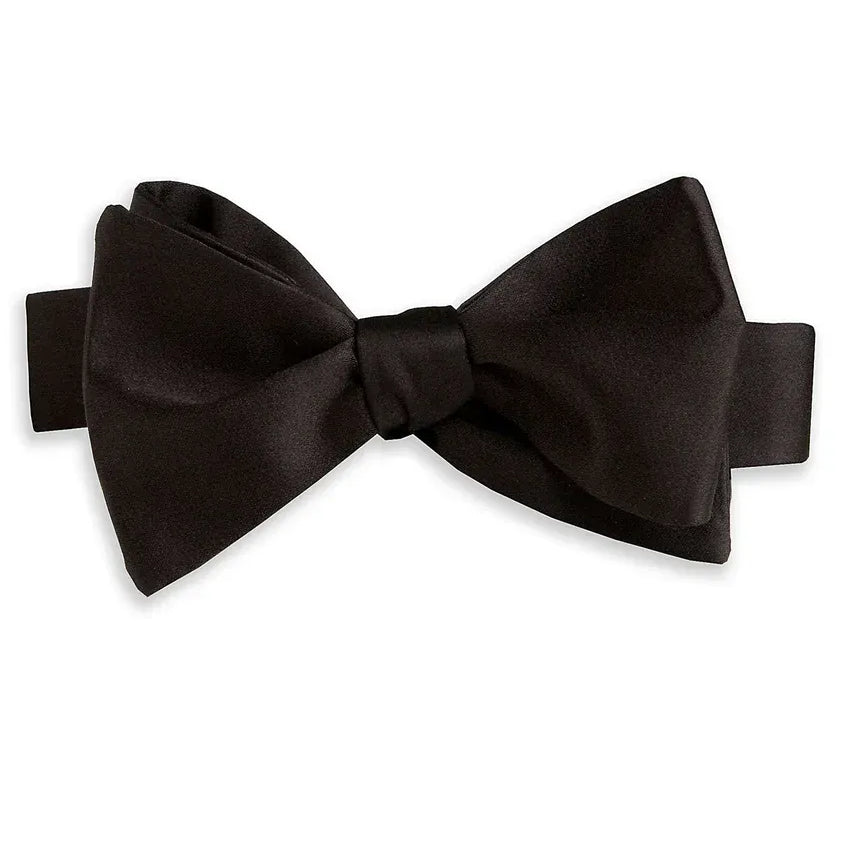 David Donahue Ties Black Satin Self-tie Bow Tie