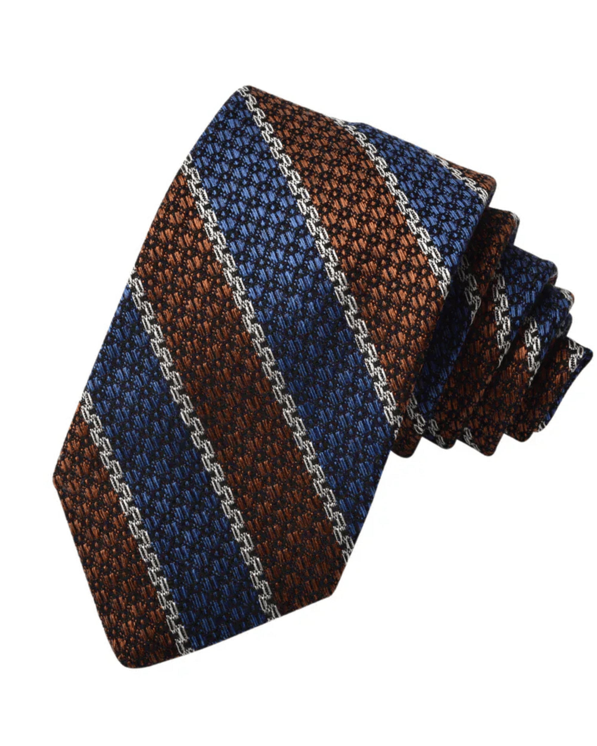 Dion Ties ADJ Double Bar Stripe Tie in Mocha