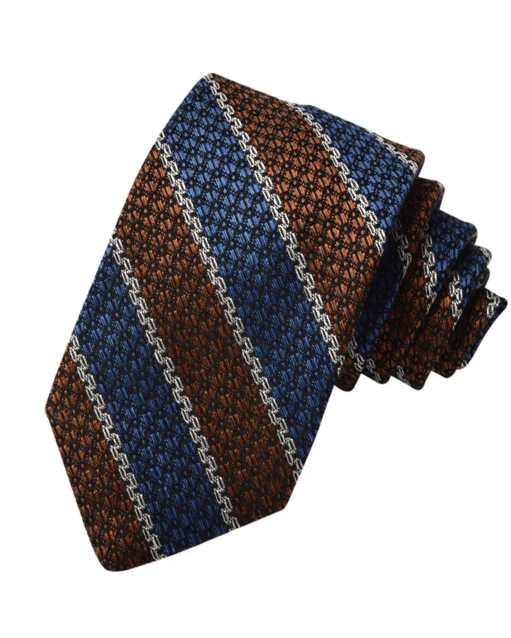 Dion Ties ADJ Double Bar Stripe Tie in Mocha