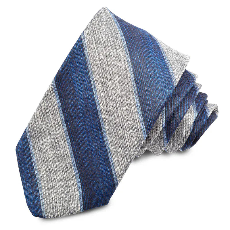 Dion Ties ADJ Heathertone Bar Stripe Tie in Navy