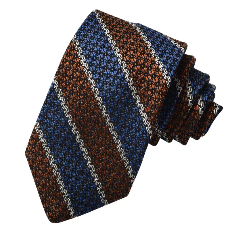 Dion Ties Double Bar Stripe Tie in Mocha
