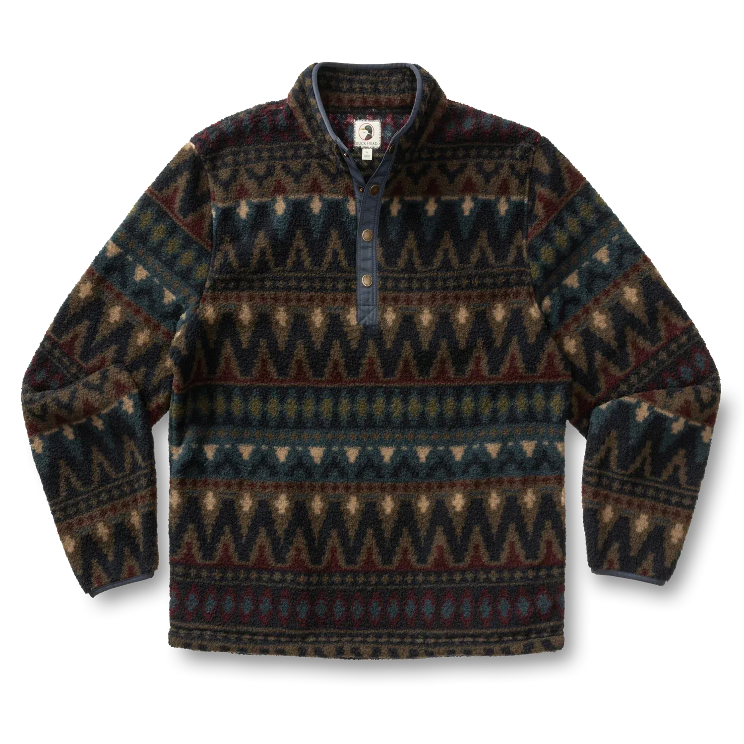 Duck Head 1/4 Zip Pineview Fleece 1/4 Snap Pullover in Wicks Print