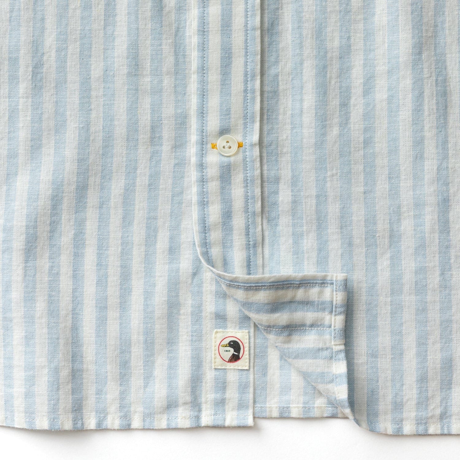 Duck Head Camp Shirt Baxter Stripe Linen Cotton Oxford Sport Shirt in Sky Blue