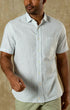 Duck Head Camp Shirt Baxter Stripe Linen Cotton Oxford Sport Shirt in Sky Blue