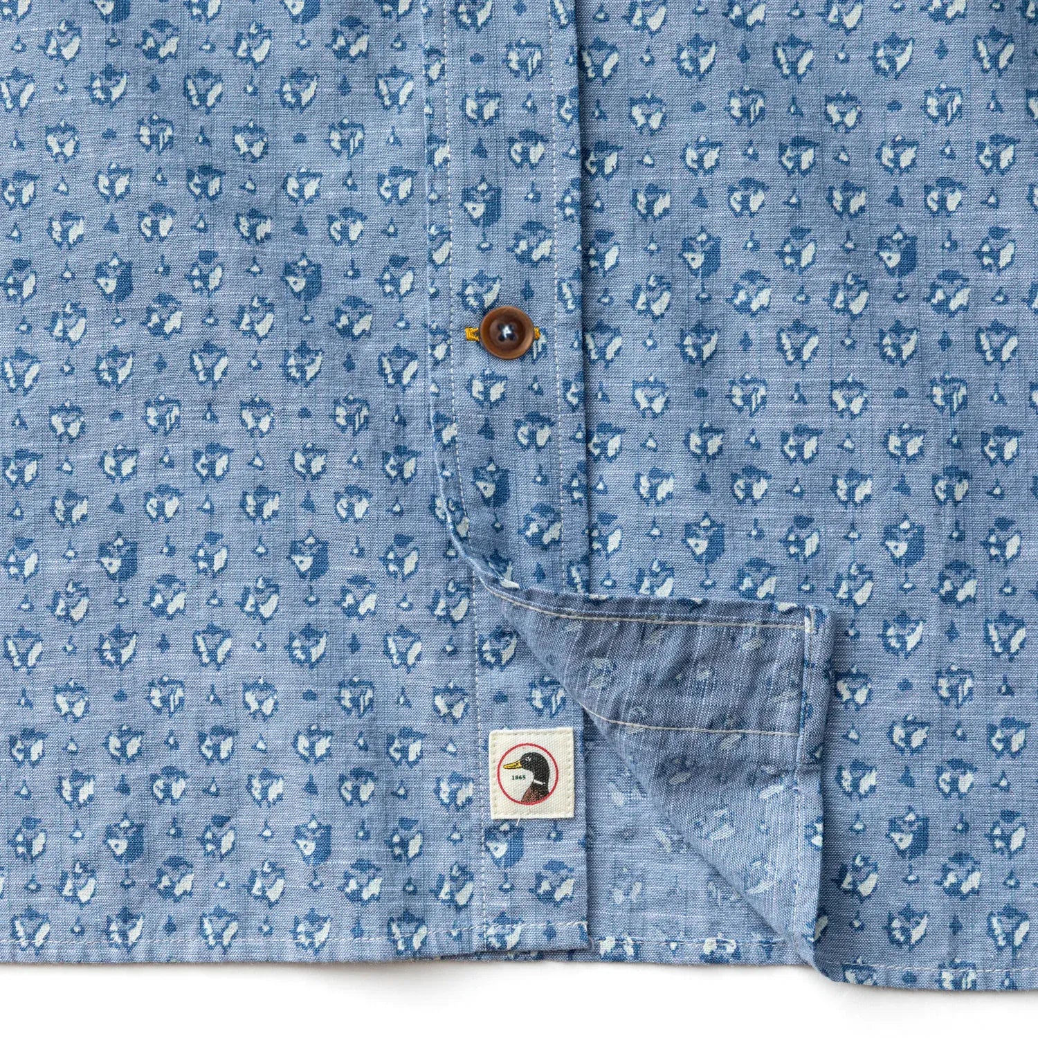 Duck Head Camp Shirt Bellmont Print Cotton Chambray Sport Shirt