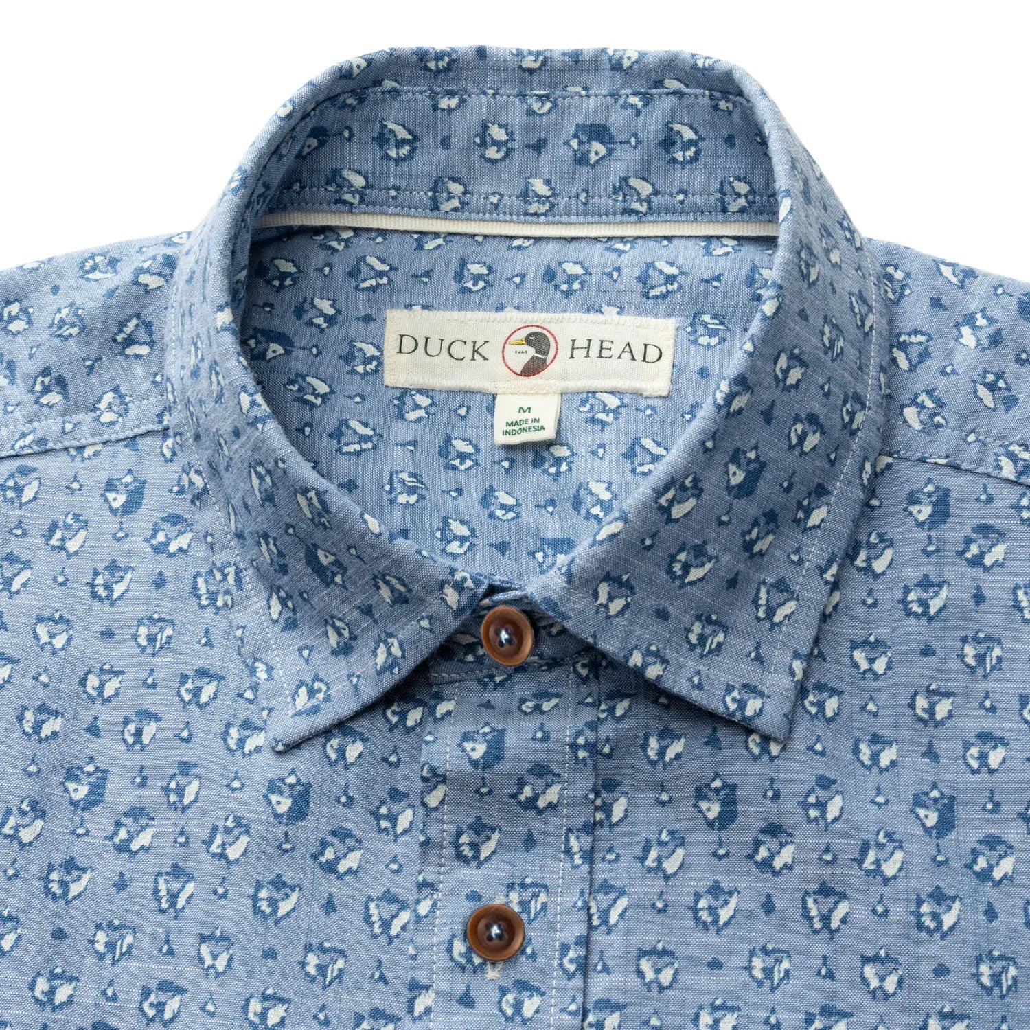 Duck Head Camp Shirt Bellmont Print Cotton Chambray Sport Shirt