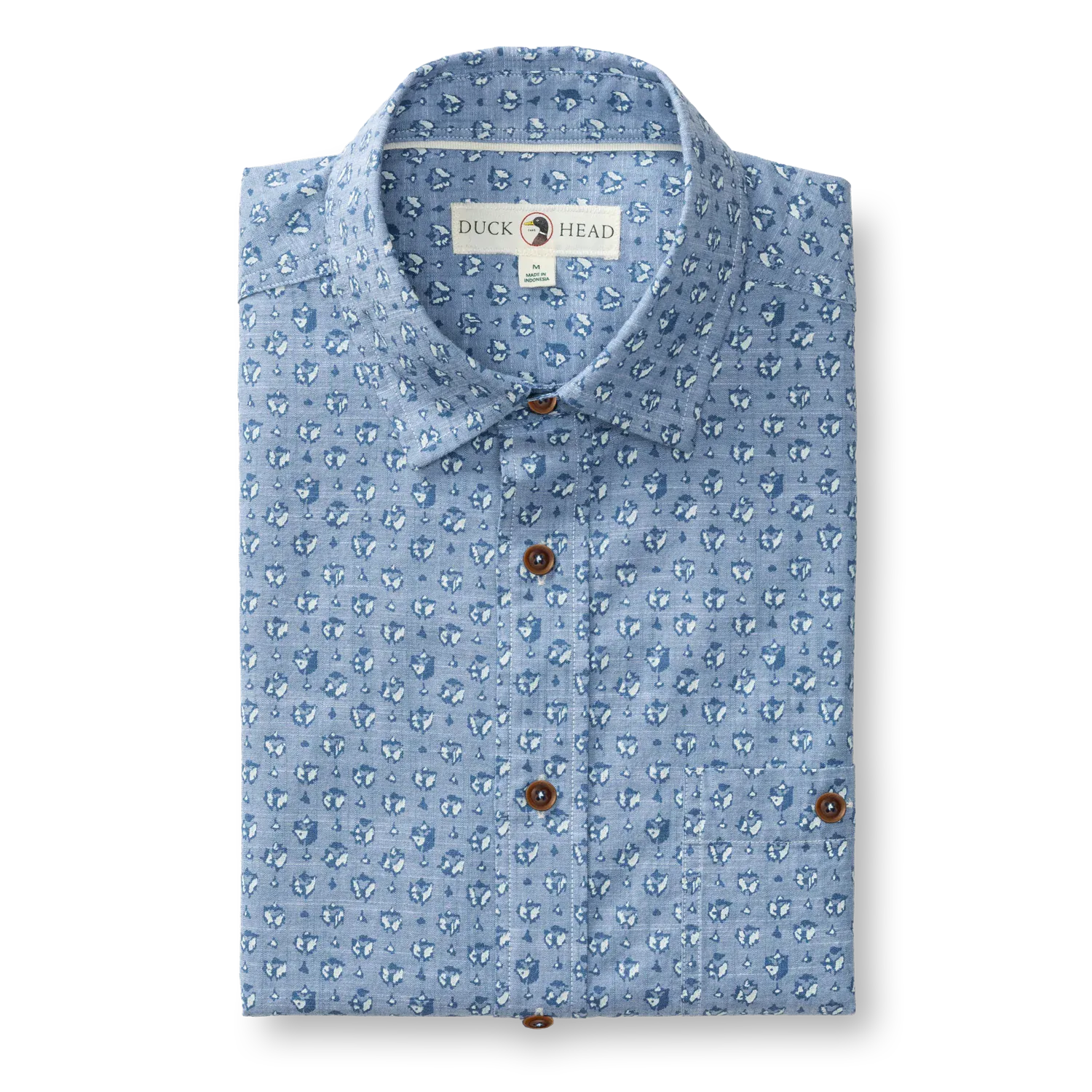 Duck Head Camp Shirt Bellmont Print Cotton Chambray Sport Shirt
