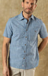 Duck Head Camp Shirt Bellmont Print Cotton Chambray Sport Shirt