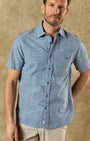 Duck Head Camp Shirt Bellmont Print Cotton Chambray Sport Shirt