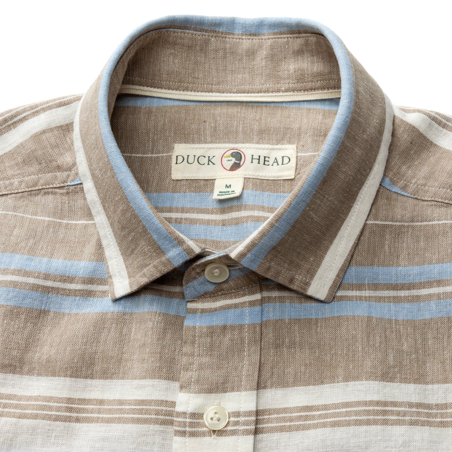 Duck Head Camp Shirt Matthews Stripe Linen Cotton Oxford Sport Shirt