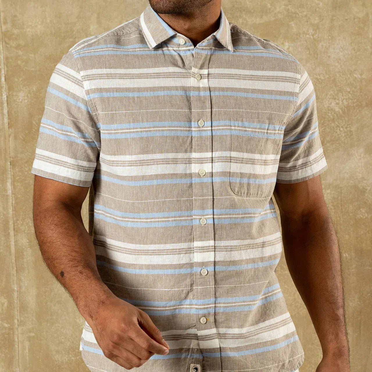 Duck Head Camp Shirt Matthews Stripe Linen Cotton Oxford Sport Shirt
