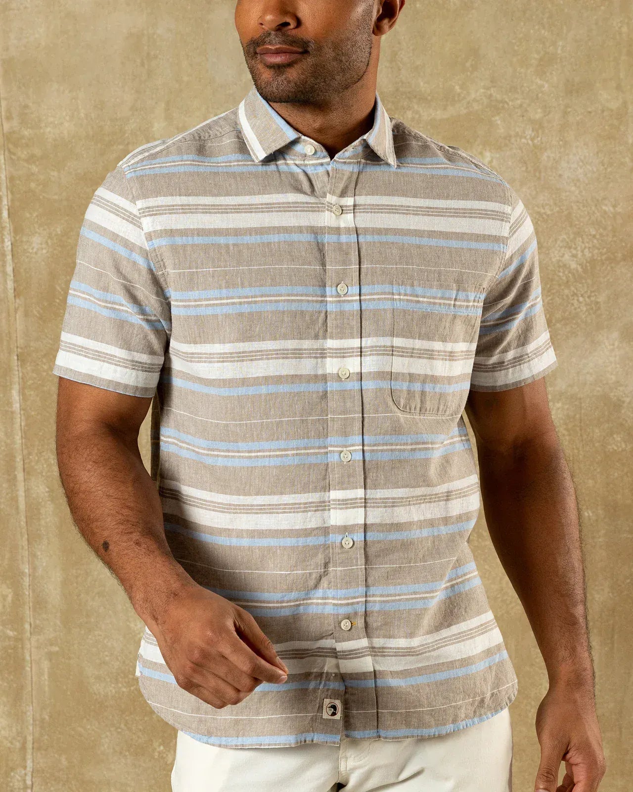 Duck Head Camp Shirt Matthews Stripe Linen Cotton Oxford Sport Shirt