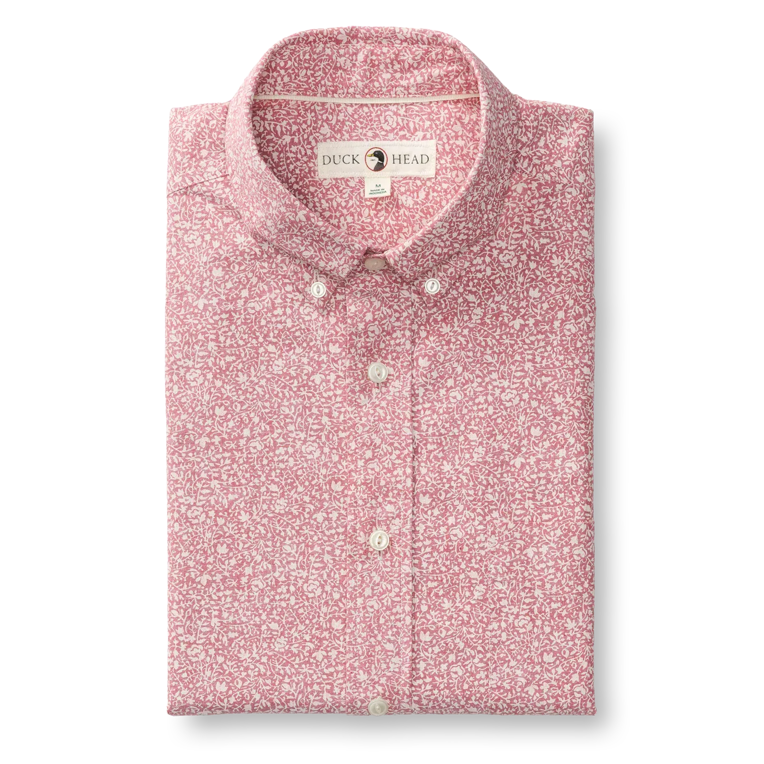 Duck Head Camp Shirt Woodville Cotton Chambray Sport Shirt in Rosewood