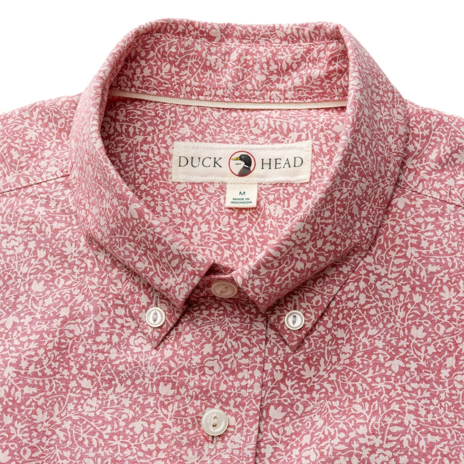 Duck Head Camp Shirt Woodville Cotton Chambray Sport Shirt in Rosewood