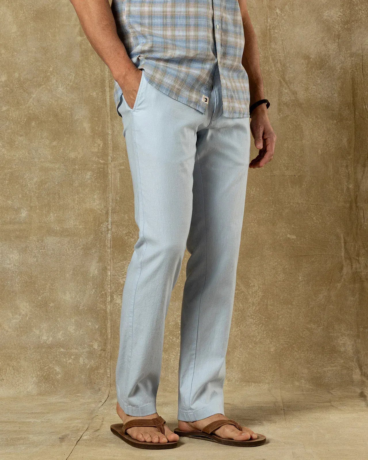 Duck Head Chinos Classic Fit Linen Gold School Chino in Heather Blue