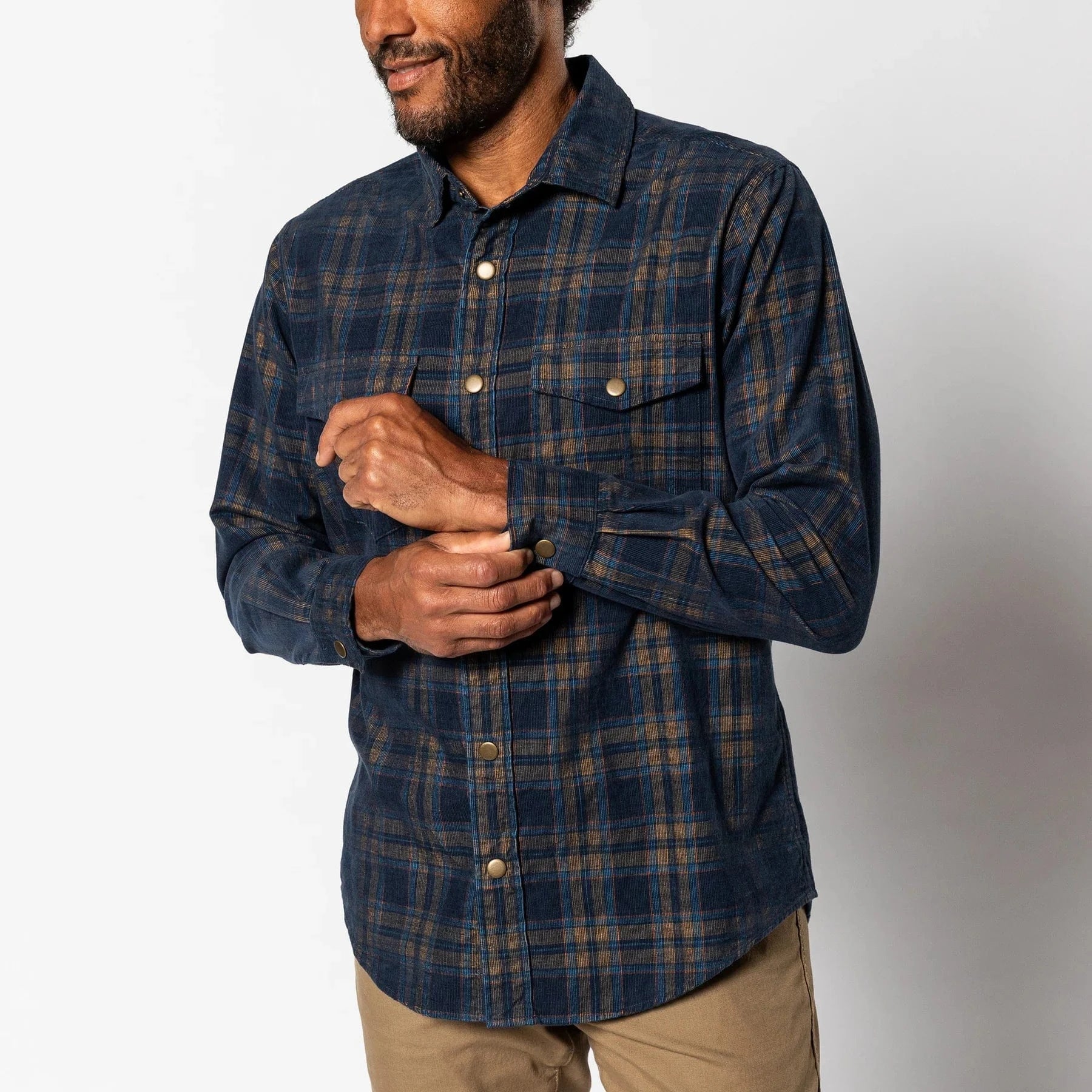 Duck Head Flannels & Overshirts 418 / S Corduroy Plaid Snap Shirt