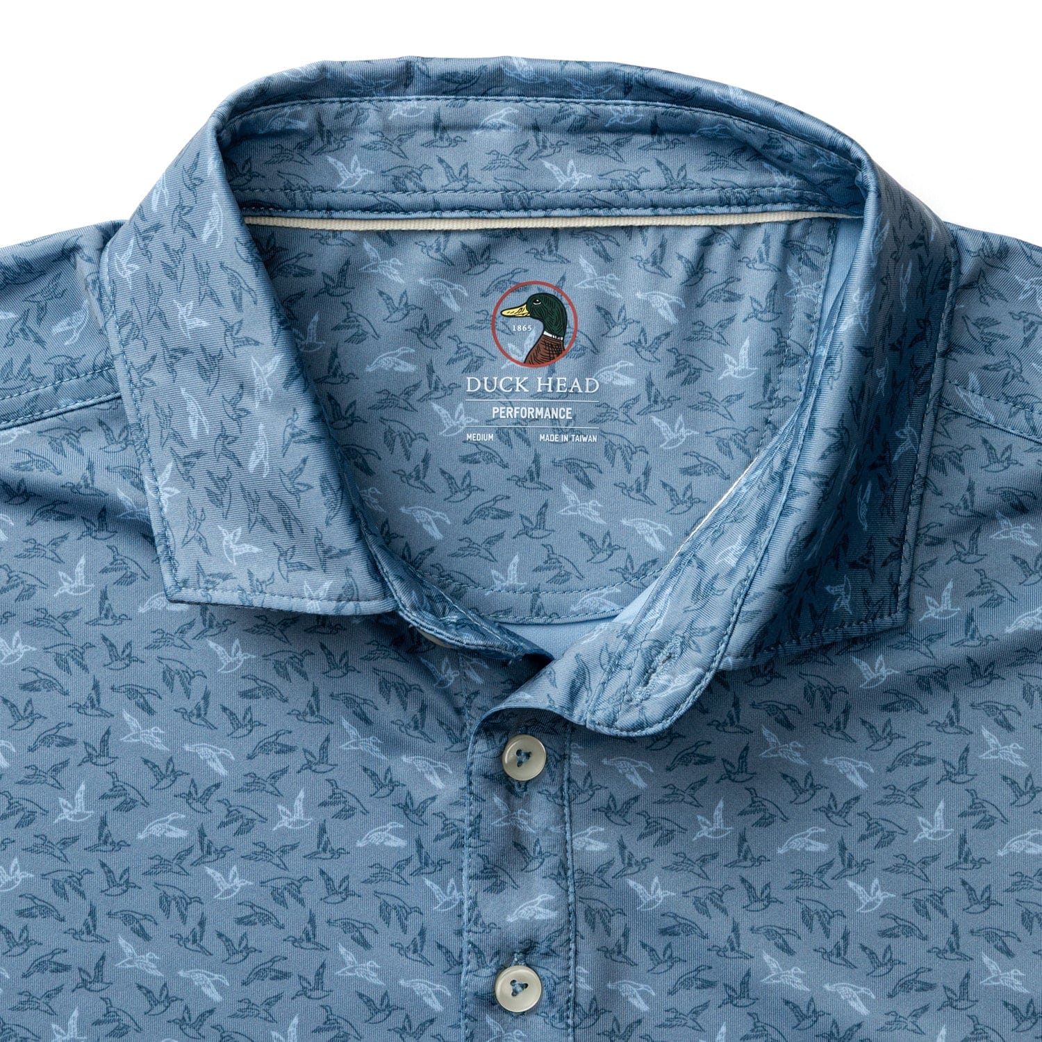Duck Head Polos Long Drive Performance Polo in Chambray Blue