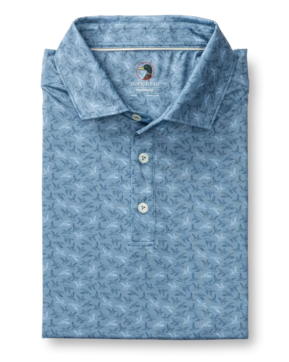 Duck Head Polos Long Drive Performance Polo in Chambray Blue