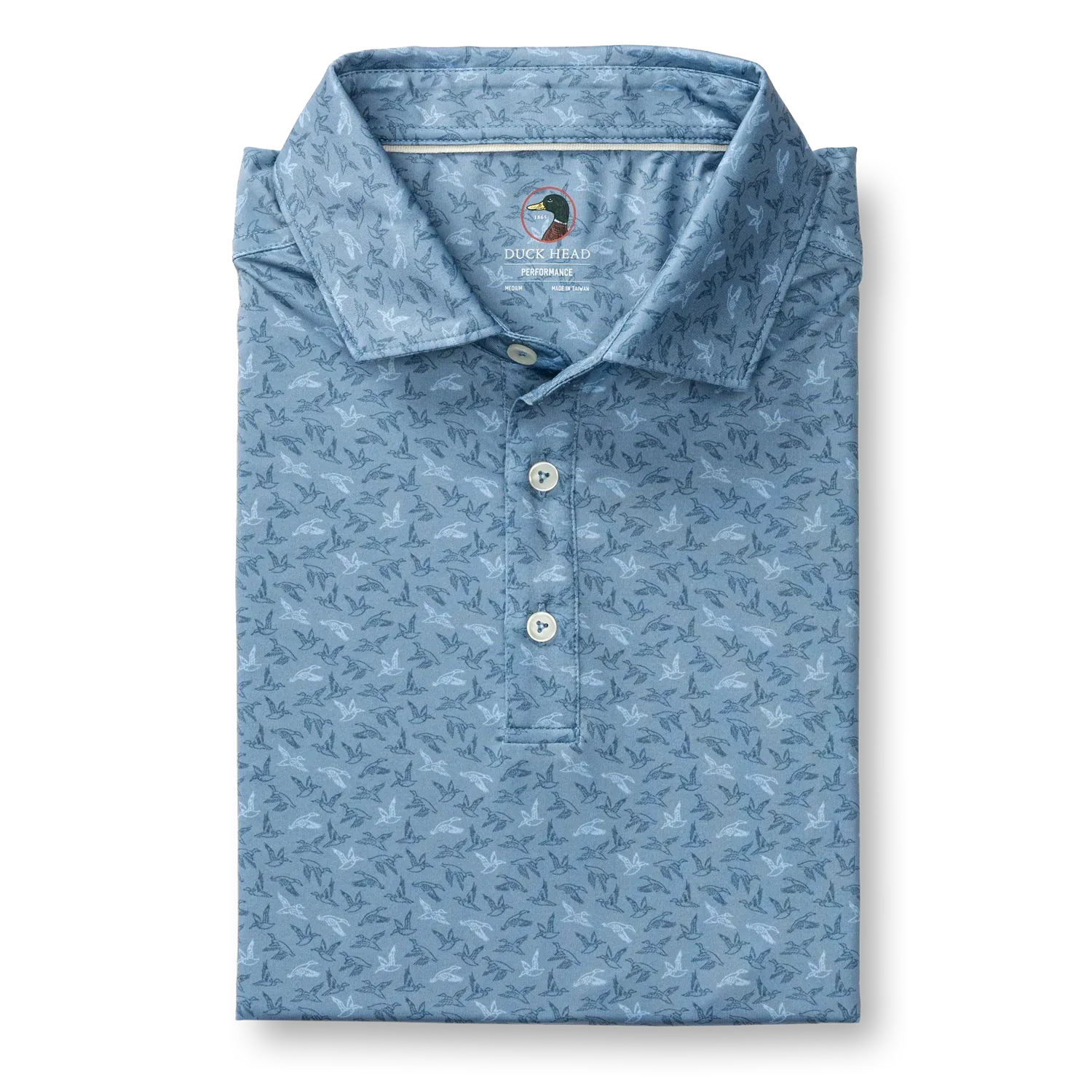 Duck Head Polos Long Drive Performance Polo in Chambray Blue