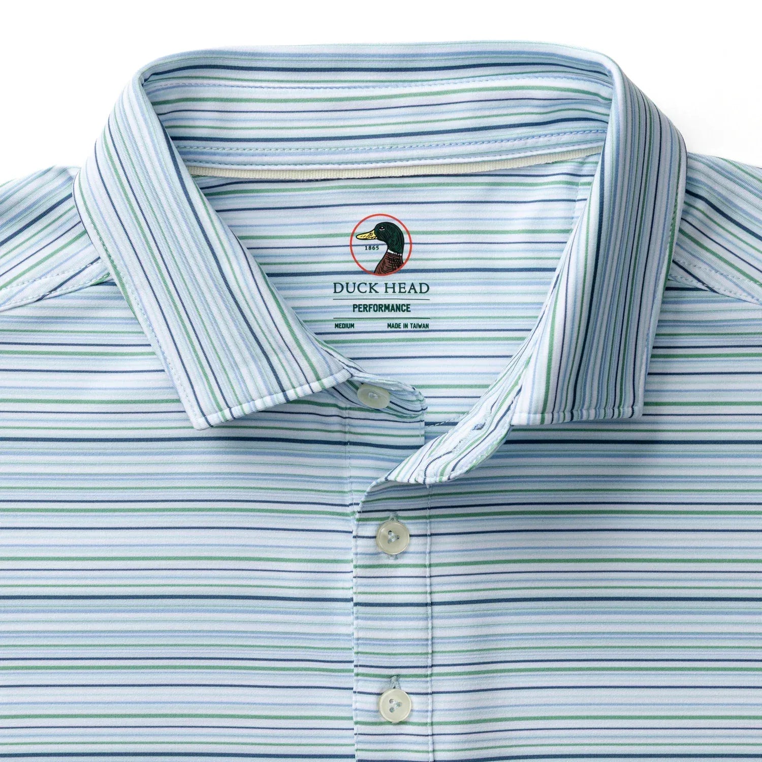 Duck Head Polos Neil Stripe Long Drive Performance Polo in Serenity Blue