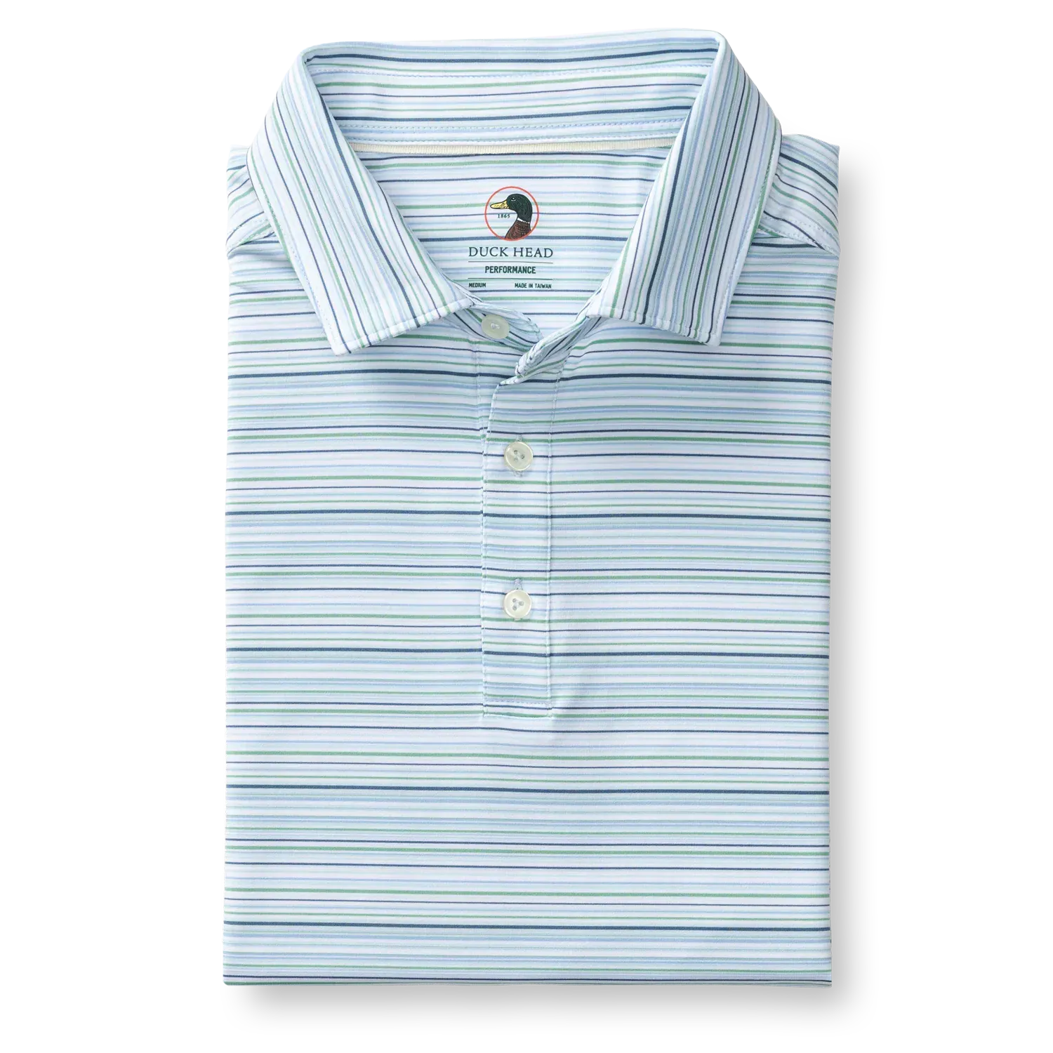 Duck Head Polos Neil Stripe Long Drive Performance Polo in Serenity Blue
