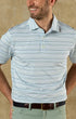 Duck Head Polos Neil Stripe Long Drive Performance Polo in Serenity Blue