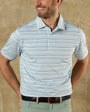 Duck Head Polos Neil Stripe Long Drive Performance Polo in Serenity Blue
