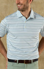Duck Head Polos Neil Stripe Long Drive Performance Polo in Serenity Blue