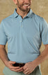 Duck Head Polos Windor Stripe Long Drive Performance Polo in Sunwashed Blue