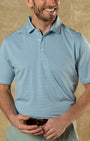 Duck Head Polos Windor Stripe Long Drive Performance Polo in Sunwashed Blue