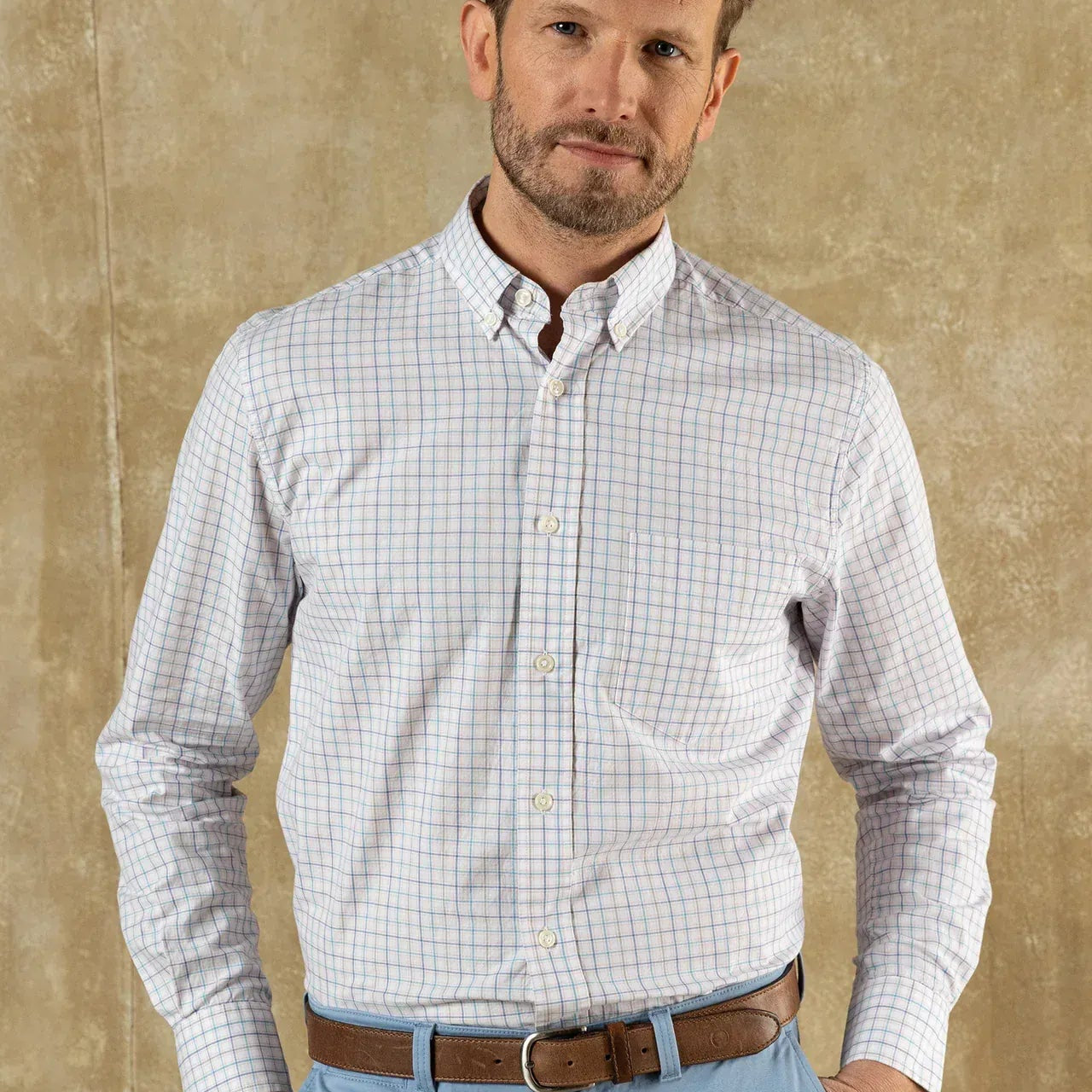 Duck Head Sport Shirts Ashland Plaid Cotton Twill Sport Shirt in Pale Pink