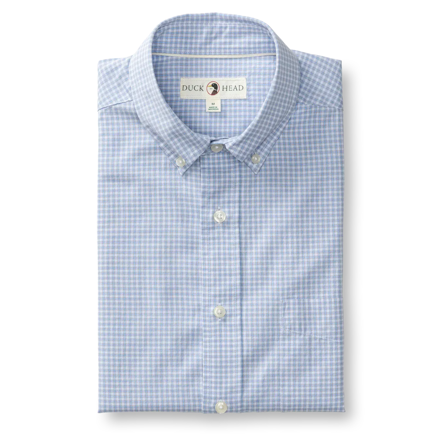 Duck Head Sport Shirts Brook Plaid Cotton Cashmere Poplin Sport Shirt in Serenity Blue