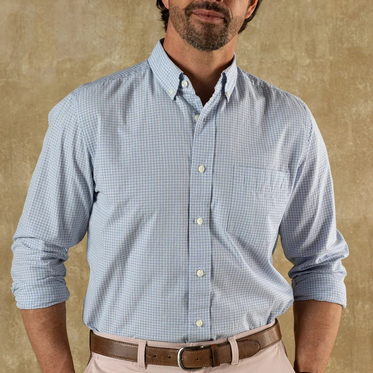 Duck Head Sport Shirts Brook Plaid Cotton Cashmere Poplin Sport Shirt in Serenity Blue