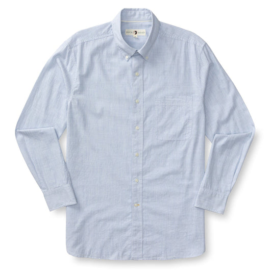 Duck Head Sport Shirts Cotton Slub Sport Shirt - Donovan Stripe in Light Blue