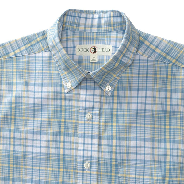 Duck Head Sport Shirts Cotton Twill Sport Shirt Harkins Plaid - Light Blue