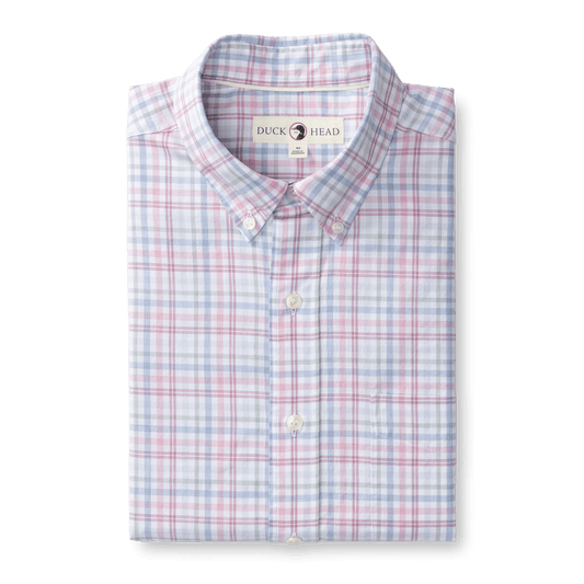 Duck Head Sport Shirts Cotton Twill Sport Shirt - Winston Plaid in Violet Quartz