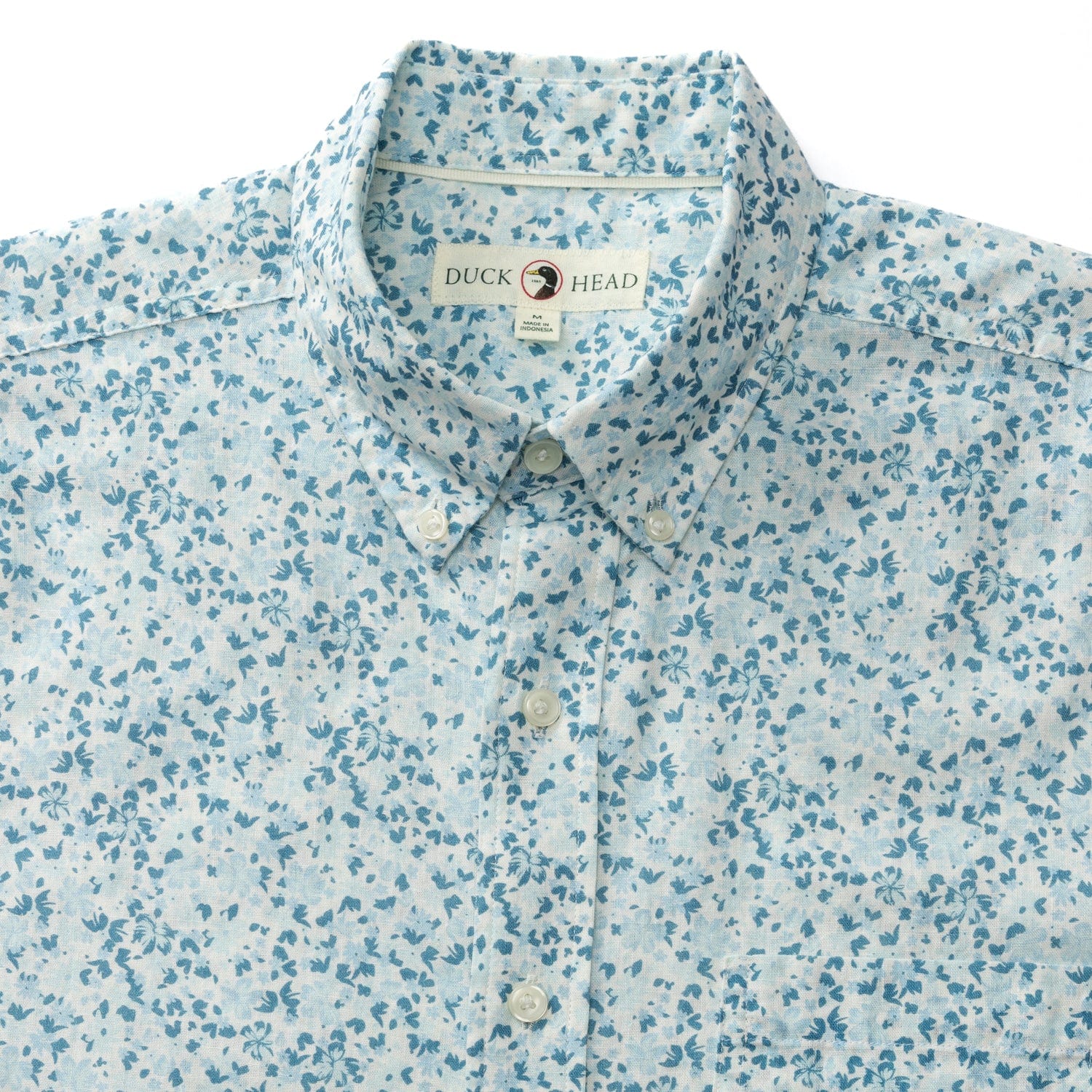 Duck Head Sport Shirts Linen Cotton Oxford Sport Shirt - Brookvine Floral in Light Blue