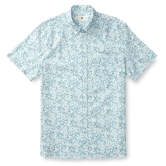 Duck Head Sport Shirts Linen Cotton Oxford Sport Shirt - Brookvine Floral in Light Blue