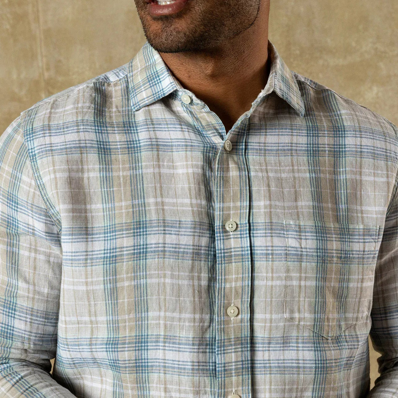 Duck Head Sport Shirts Linen Poplin Sport Shirt in Sandstone