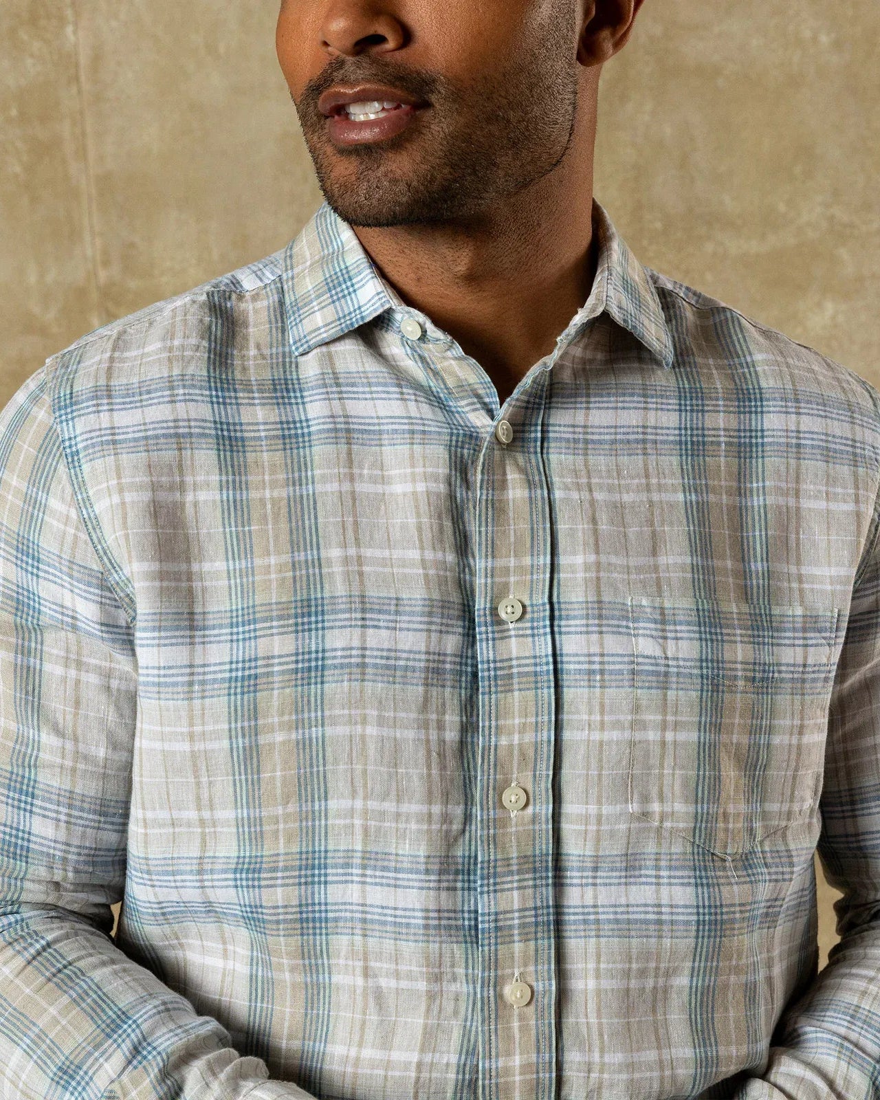 Duck Head Sport Shirts Linen Poplin Sport Shirt in Sandstone