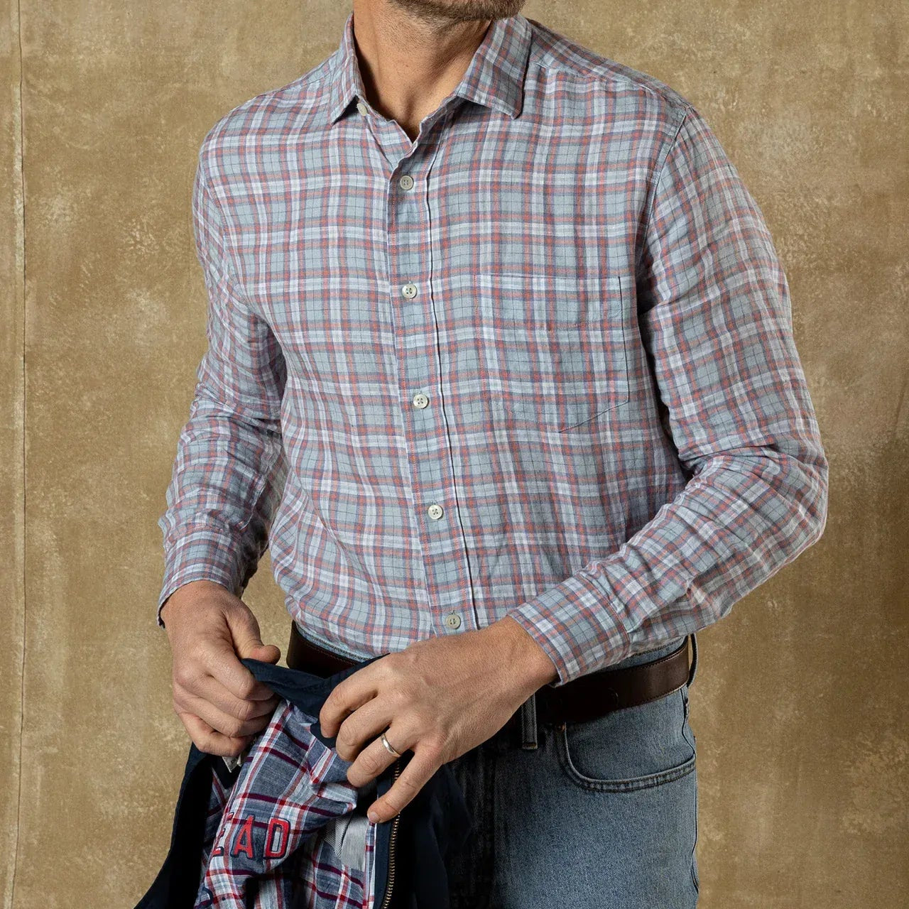 Duck Head Sport Shirts Linen Poplin Sport Shirt in Sky Blue