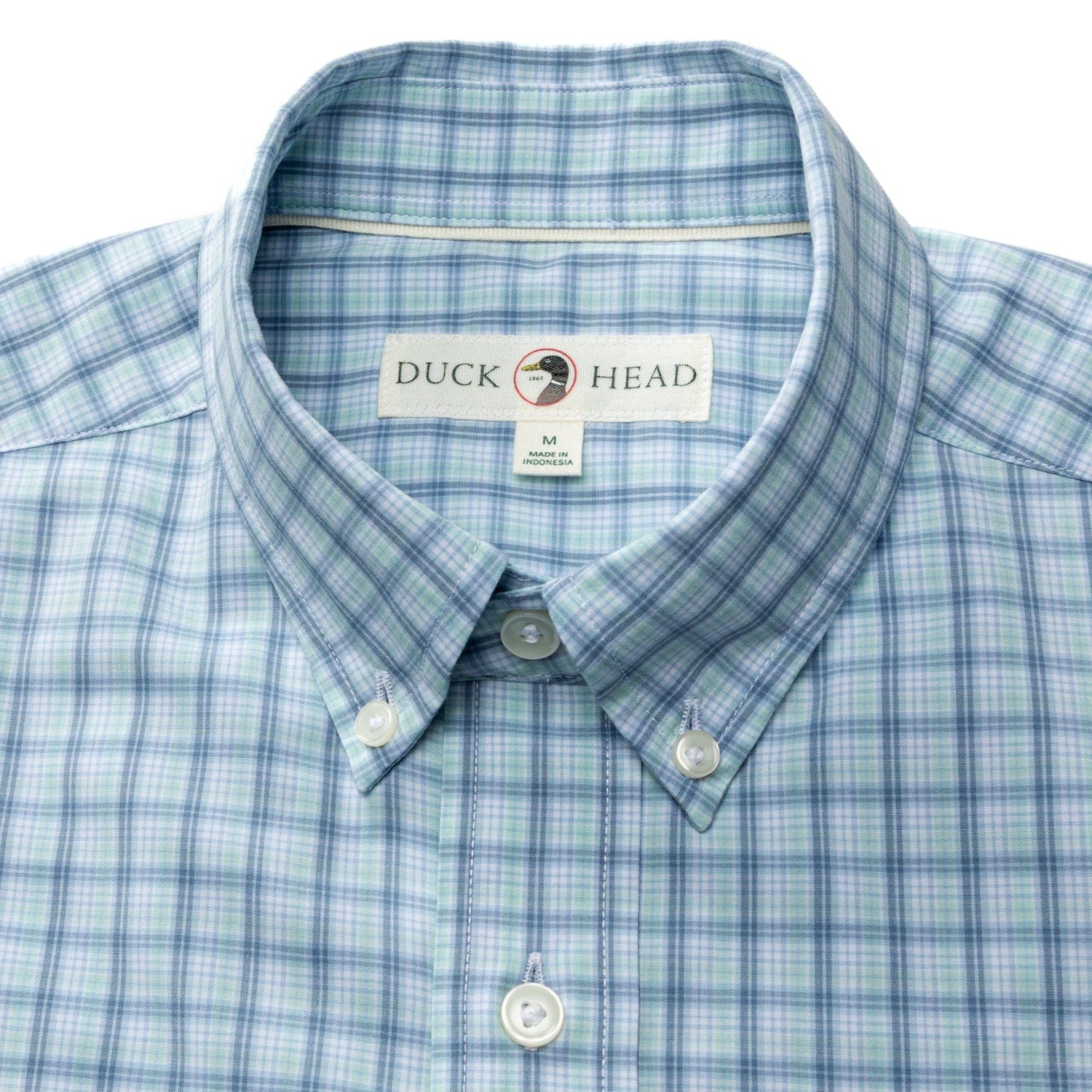Duck Head Sport Shirts Linwood Plaid Performance Sport Shirt in Seafoam Green