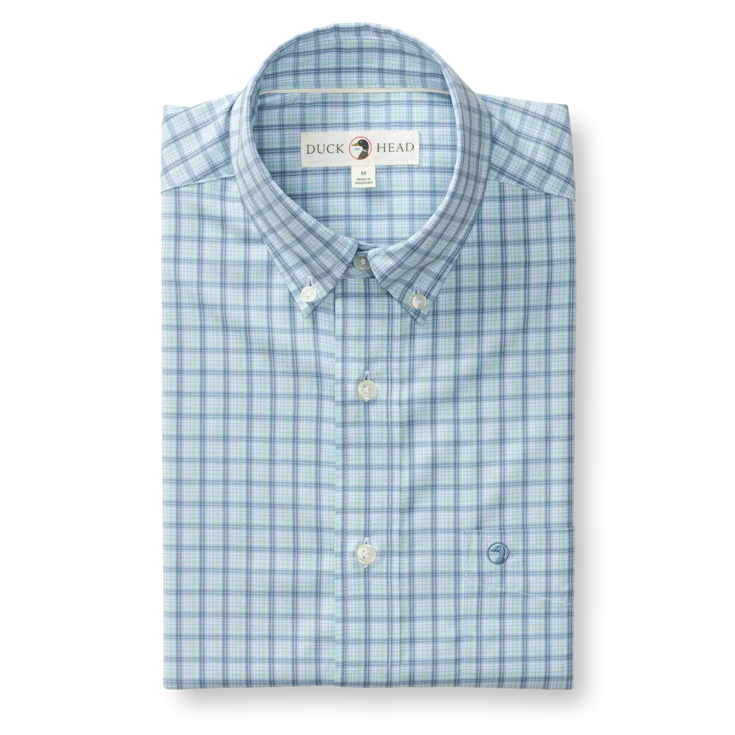Duck Head Sport Shirts Linwood Plaid Performance Sport Shirt in Seafoam Green