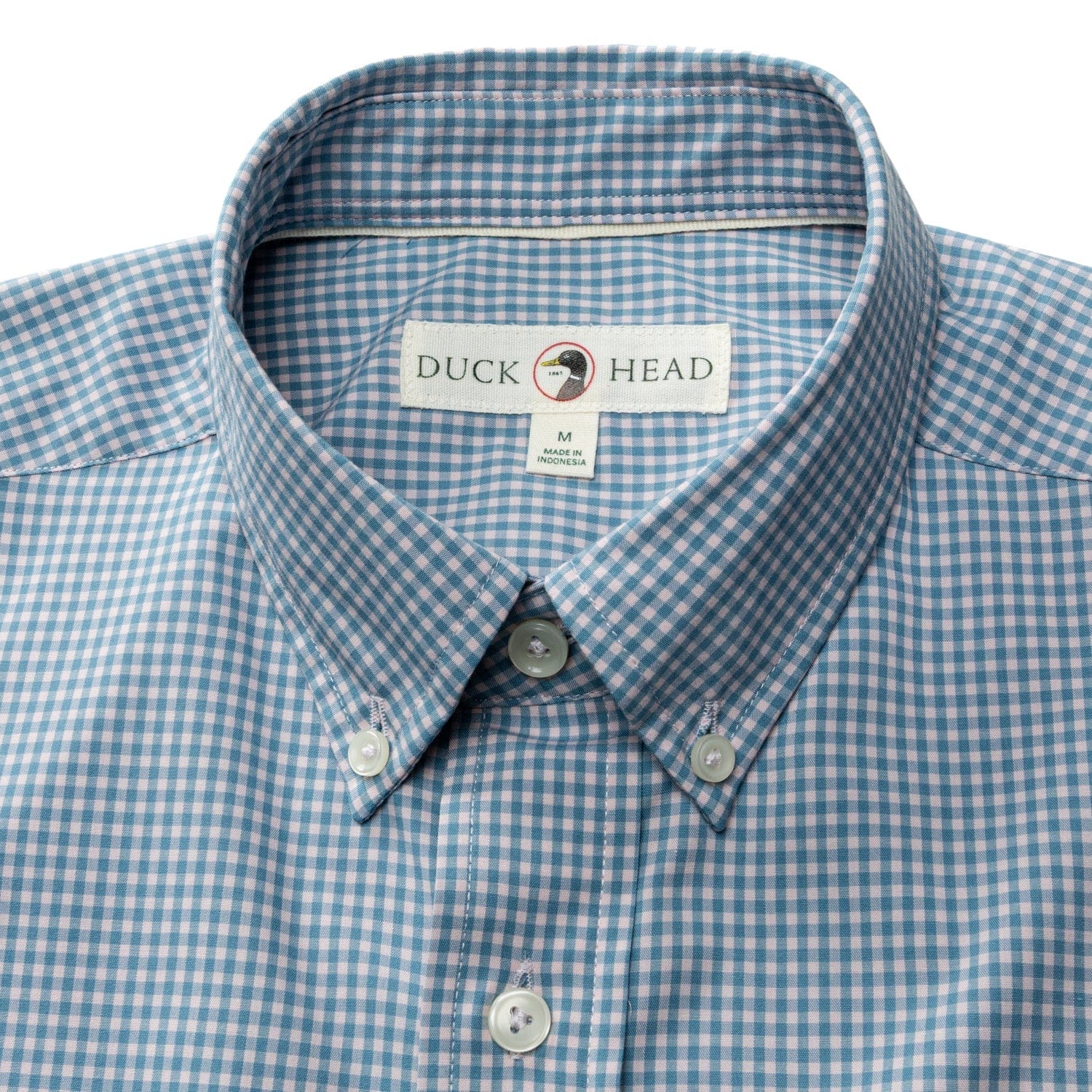 Duck Head Sport Shirts Lyle Gingham Performance Sport Shirt in Pale Pink