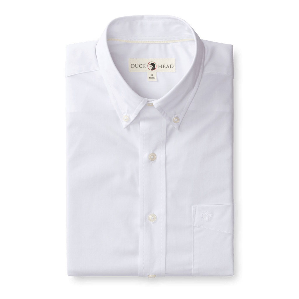 Duck Head Sport Shirts Performance Poplin Sport Shirt- Boyce Solid White