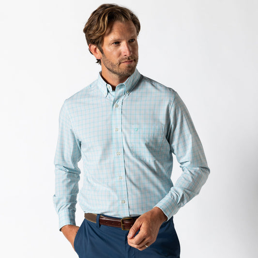 Duck Head Sport Shirts Performance Poplin Sport Shirt - Trent Plaid in Meadowbrook