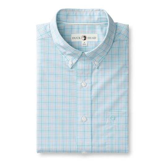 Duck Head Sport Shirts Performance Poplin Sport Shirt - Trent Plaid in Meadowbrook