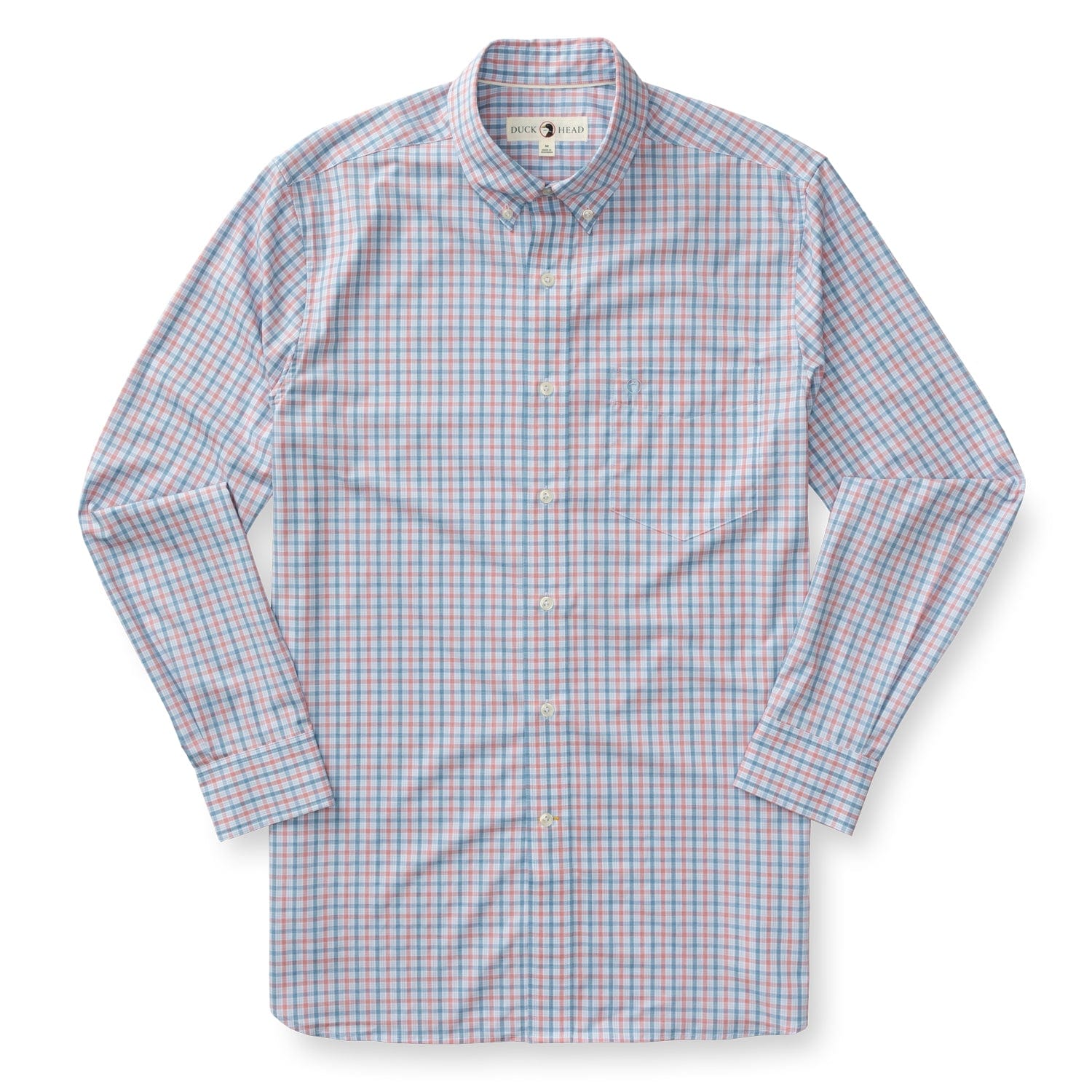 Duck Head Sport Shirts Performance Poplin Sport Shirt - Trent Plaid in Sunwashed Red